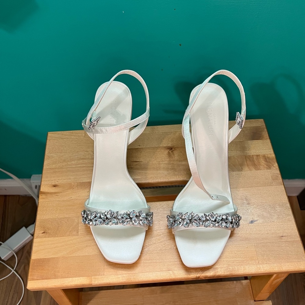 White and gem heels